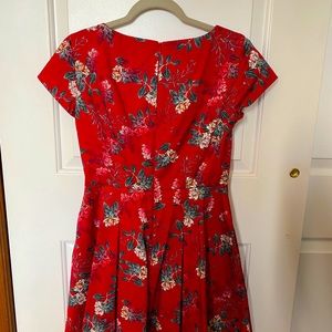 French Connection Kioa pleated red floral dress